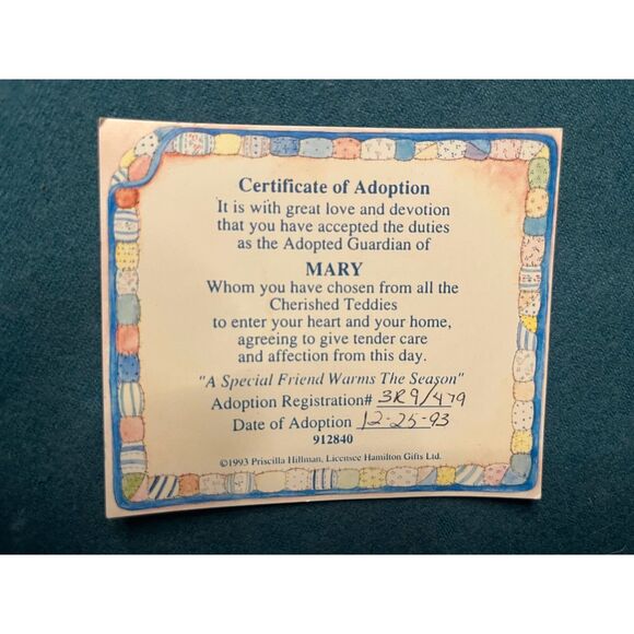 Vintage Cherished Teddies (1993) "Mary, a special friend warms the season" colle - Picture 5 of 8